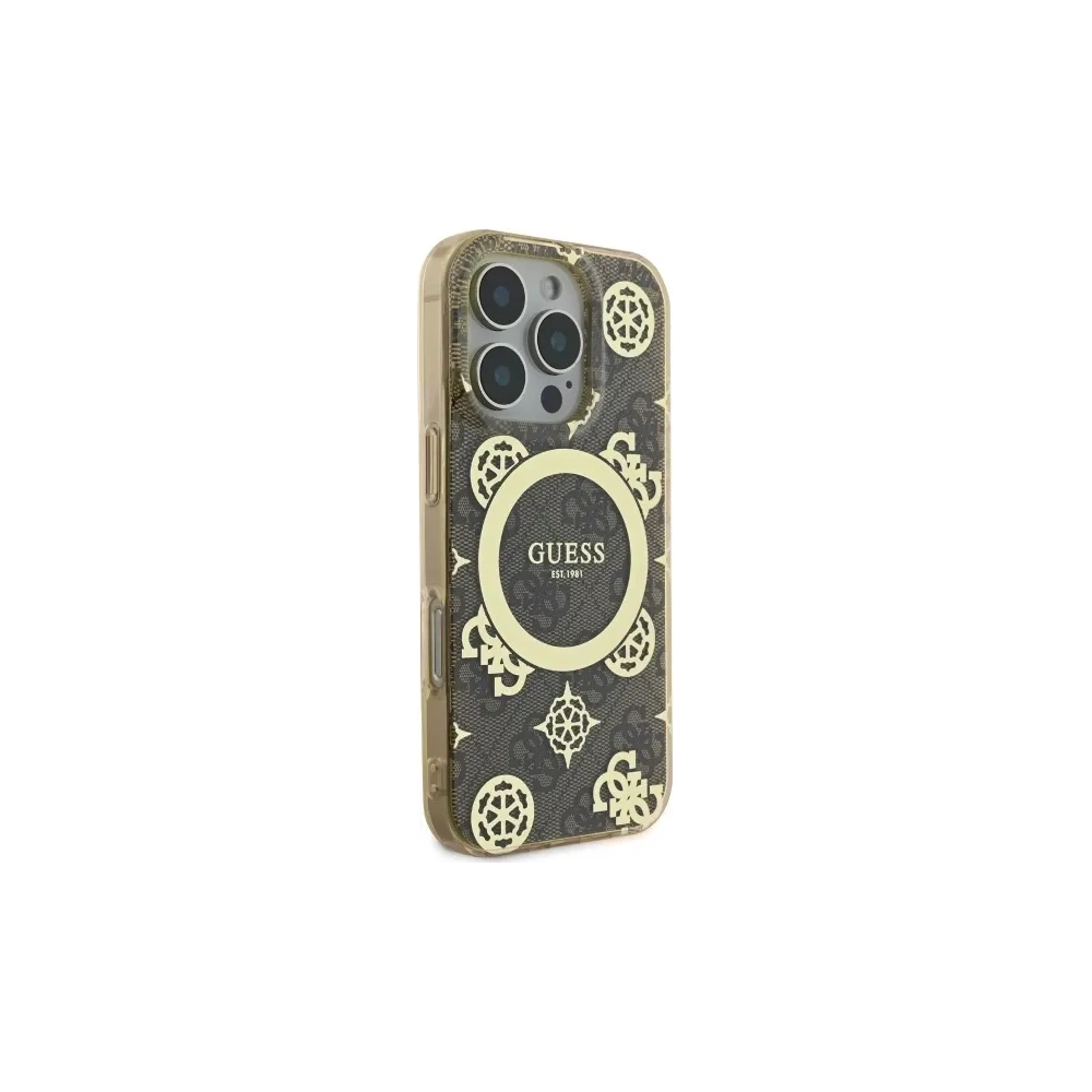 Etui Guess GUHMP16XH4PYEEW Apple iPhone 16 Pro Max hardcase IML Peony On 4G Background MagSafe brązowy/brown