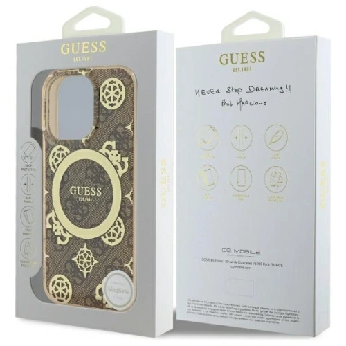 Buy Guess GUHMP16XH4PYEEW Apple iPhone 16 Pro Max hardcase IML Peony On 4G Background MagSafe brown - GUE3672 - {ean13} - Home Screen Store Europe
