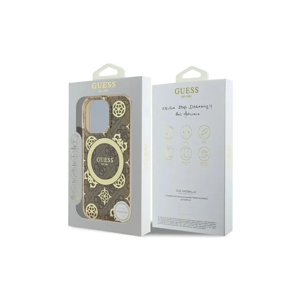 Etui Guess GUHMP16XH4PYEEW Apple iPhone 16 Pro Max hardcase IML Peony On 4G Background MagSafe brązowy/brown