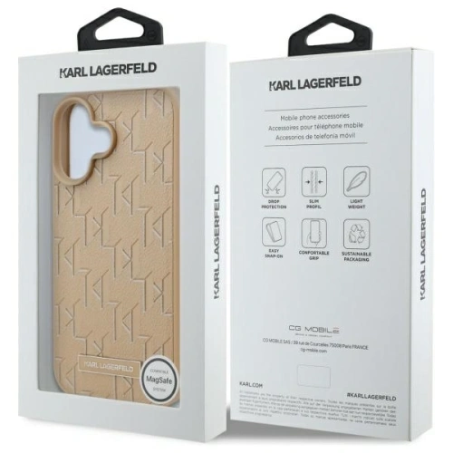 Buy Karl Lagerfeld KLHMP16SPKHPORPE Apple iPhone 16 hardcase Hot Stamp Magsafe beige - KLD21770 - {ean13} - Home Screen Store Europe