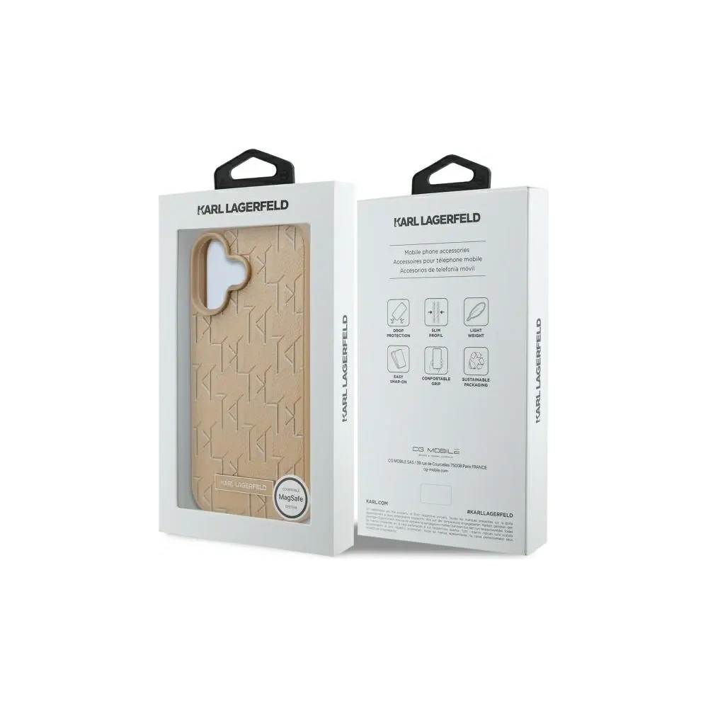 Etui Karl Lagerfeld KLHMP16SPKHPORPE Apple iPhone 16 hardcase Hot Stamp Magsafe beżowy/beige