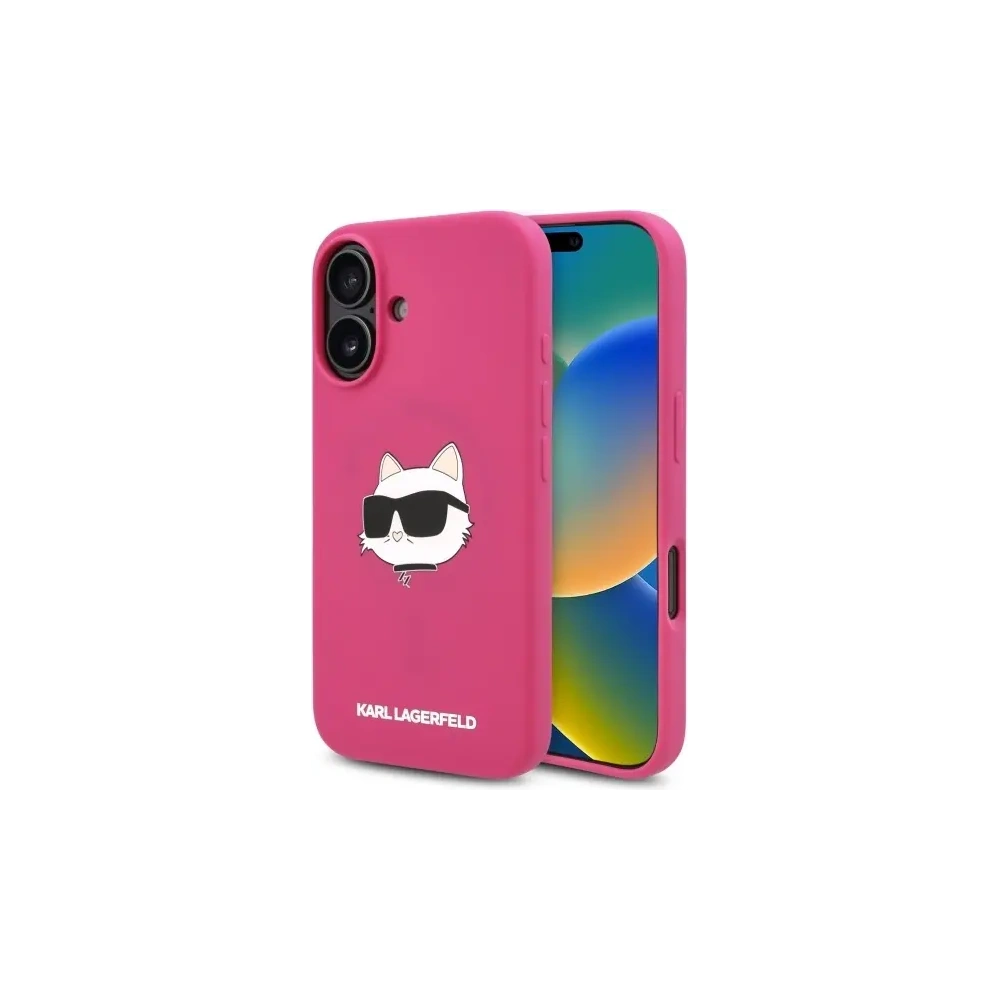 Etui Karl Lagerfeld KLHMP16SSCHPPLF Apple iPhone 16 hardcase Silicone Choupette Head Print MagSafe fuksja/fuschia