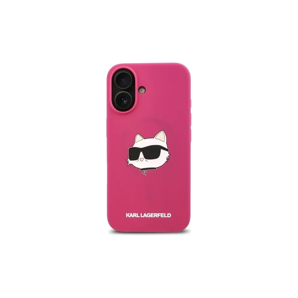 Etui Karl Lagerfeld KLHMP16SSCHPPLF Apple iPhone 16 hardcase Silicone Choupette Head Print MagSafe fuksja/fuschia