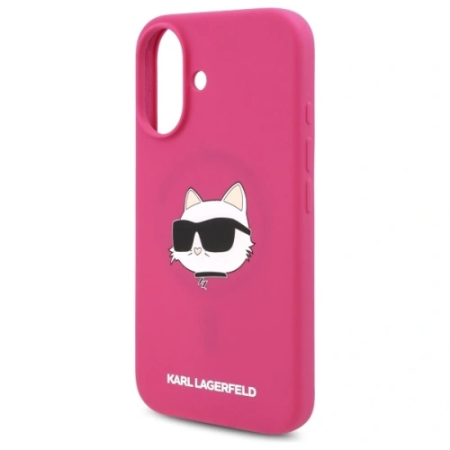 Buy Karl Lagerfeld KLHMP16SSCHPPLF Apple iPhone 16 hardcase Silicone Choupette Head Print MagSafe fuschia - KLD21771 - {ean13} - Home Screen Store Europe