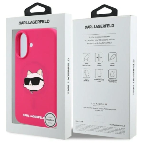 Kup Karl Lagerfeld KLHMP16SSCHPPLF Apple iPhone 16 carcasă dură din silicon cu imprimeu Choupette Head MagSafe fucsia - KLD21771 - {ean13} - Sklep Home Screen