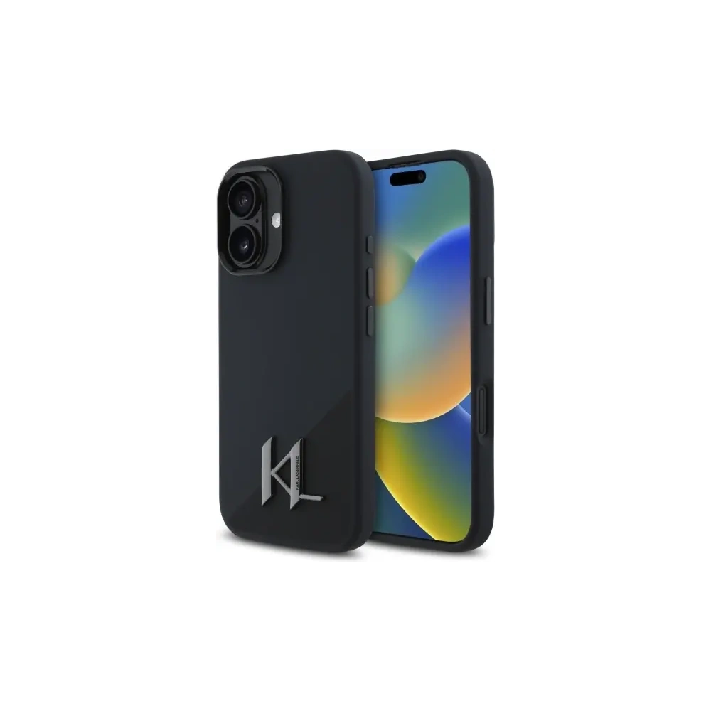 Etui Karl Lagerfeld KLHMP16SSCMKMPCK Apple iPhone 16 hardcase Silicone Shadow Metal Initial MagSafe czarny/black