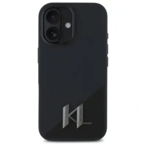 Buy Karl Lagerfeld KLHMP16SSCMKMPCK Apple iPhone 16 hardcase Silicone Shadow Metal Initial MagSafe black - KLD21772 - {ean13} - Home Screen Store Europe