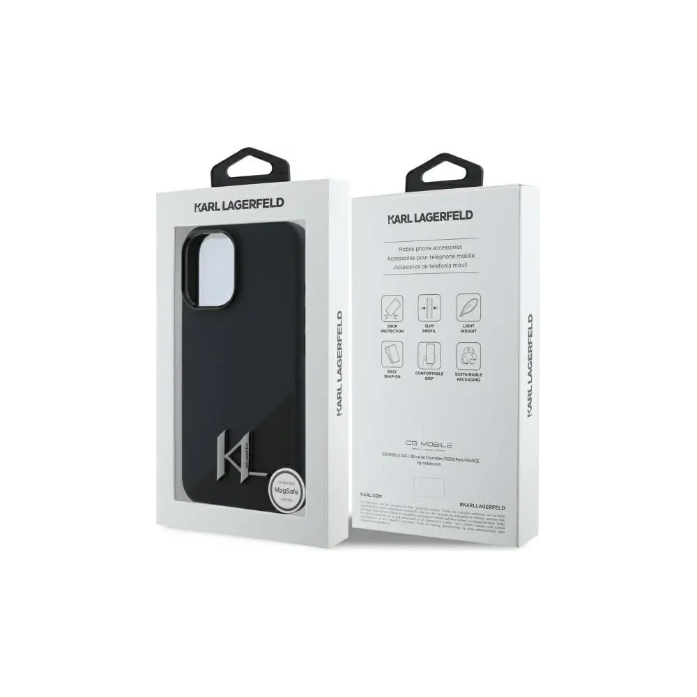 Etui Karl Lagerfeld KLHMP16SSCMKMPCK Apple iPhone 16 hardcase Silicone Shadow Metal Initial MagSafe czarny/black