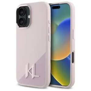Buy Karl Lagerfeld KLHMP16SSCMKMPCP Apple iPhone 16 hardcase Silicone Shadow Metal Initial MagSafe pink - KLD21773 - {ean13} - Home Screen Store Europe