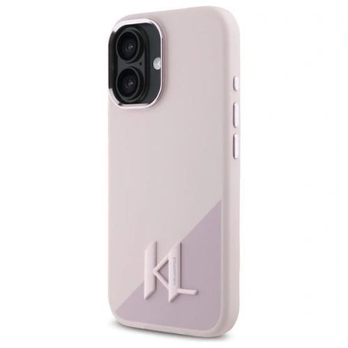 Buy Karl Lagerfeld KLHMP16SSCMKMPCP Apple iPhone 16 hardcase Silicone Shadow Metal Initial MagSafe pink - KLD21773 - {ean13} - Home Screen Store Europe