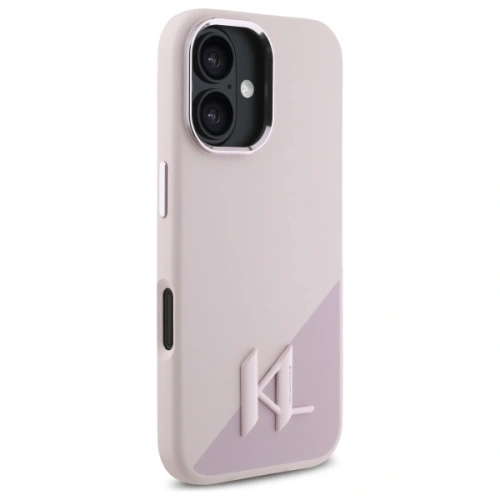Buy Karl Lagerfeld KLHMP16SSCMKMPCP Apple iPhone 16 hardcase Silicone Shadow Metal Initial MagSafe pink - KLD21773 - {ean13} - Home Screen Store Europe