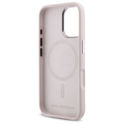 Buy Karl Lagerfeld KLHMP16SSCMKMPCP Apple iPhone 16 hardcase Silicone Shadow Metal Initial MagSafe pink - KLD21773 - {ean13} - Home Screen Store Europe