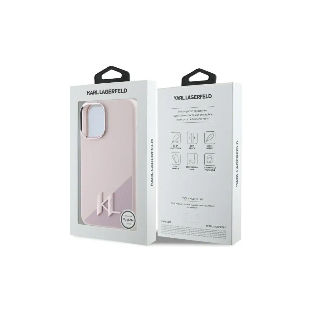 Etui Karl Lagerfeld KLHMP16SSCMKMPCP Apple iPhone 16 hardcase Silicone Shadow Metal Initial MagSafe różowy/pink