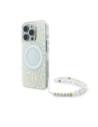 Etui Guess GUHMP16XHCPOFPH Apple iPhone 16 Pro Max hardcase IML Flowers Allover Electro s perlovým popruhem MagSafe bílý/white
