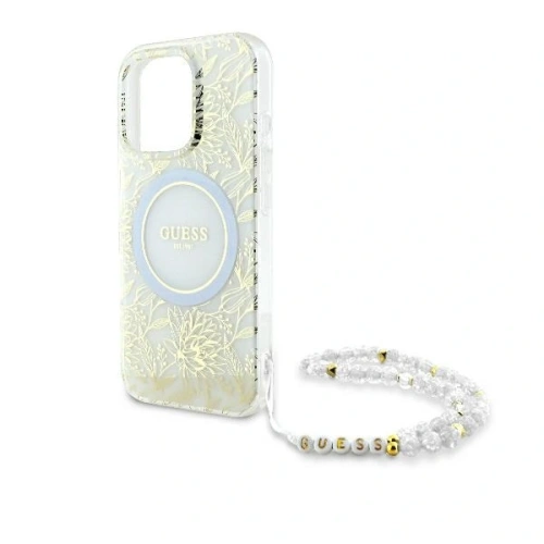 Kup Etui Guess GUHMP16XHCPOFPH Apple iPhone 16 Pro Max hardcase IML Flowers Allover Electro With Pearl Strap MagSafe biały/white - GUE3673 - {ean13} - Sklep Home Screen