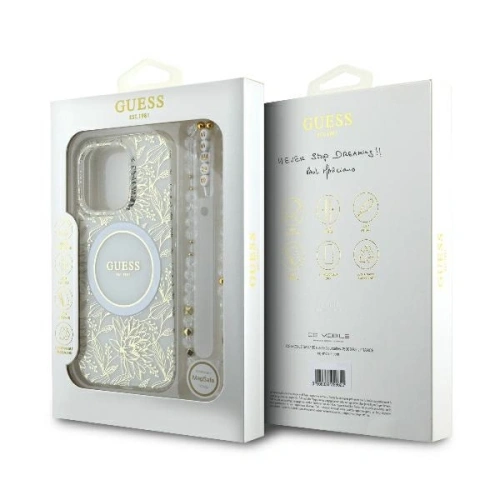 Kup Etui Guess GUHMP16XHCPOFPH Apple iPhone 16 Pro Max hardcase IML Flowers Allover Electro With Pearl Strap MagSafe biały/white - GUE3673 - {ean13} - Sklep Home Screen