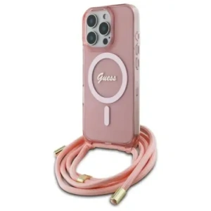 Buy Guess GUHMP16XHCTSGNSP Apple iPhone 16 Pro Max hardcase Crossbody Cord Script MagSafe pink - GUE3675 - {ean13} - Home Screen Store Europe