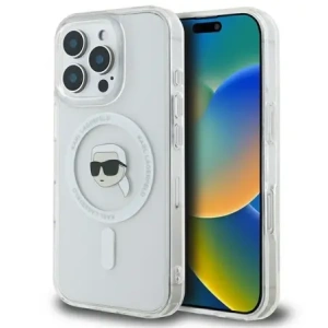 Kup Karl Lagerfeld KLHMP16XHLSKIH Apple iPhone 16 Pro Max Hardcase IML Metall Karl Kopf MagSafe weiß - KLD21776 - {ean13} - Sklep Home Screen