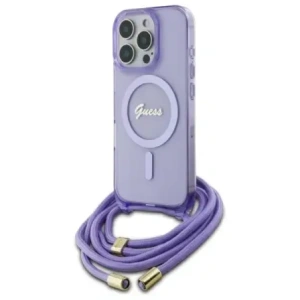 Buy Guess GUHMP16XHCTSGNSU Apple iPhone 16 Pro Max hardcase Crossbody Cord Script MagSafe purple - GUE3676 - {ean13} - Home Screen Store Europe