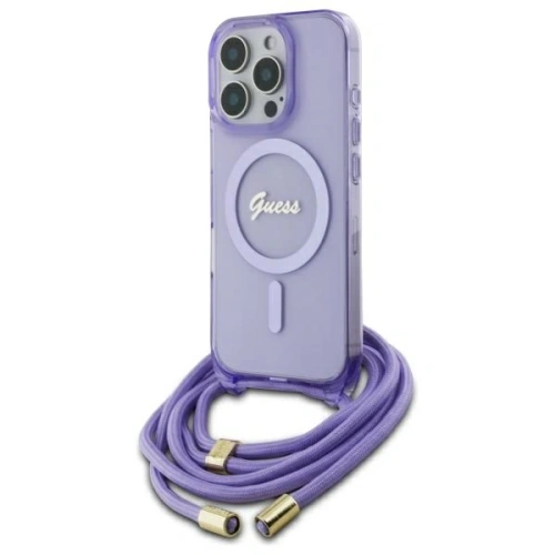 Kup Etui Guess GUHMP16XHCTSGNSU Apple iPhone 16 Pro Max hardcase Crossbody Cord Script MagSafe fioletowy/purple - GUE3676 - {ean13} - Sklep Home Screen