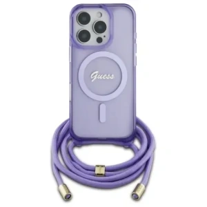 Buy Guess GUHMP16XHCTSGNSU Apple iPhone 16 Pro Max hardcase Crossbody Cord Script MagSafe purple - GUE3676 - {ean13} - Home Screen Store Europe