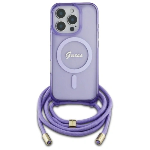 Kup Etui Guess GUHMP16XHCTSGNSU Apple iPhone 16 Pro Max hardcase Crossbody Cord Script MagSafe fioletowy/purple - GUE3676 - {ean13} - Sklep Home Screen