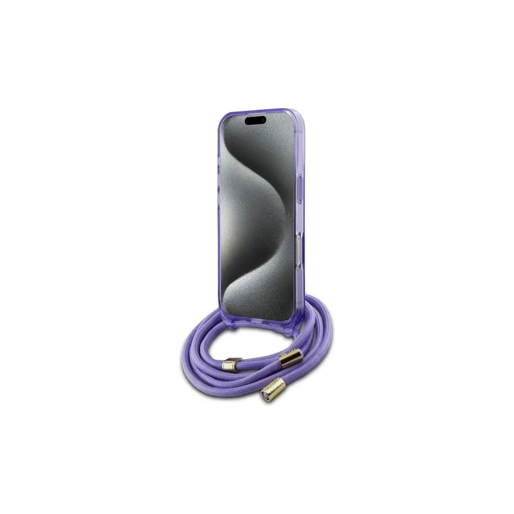 Etui Guess GUHMP16XHCTSGNSU Apple iPhone 16 Pro Max hardcase Crossbody Cord Script MagSafe fioletowy/purple