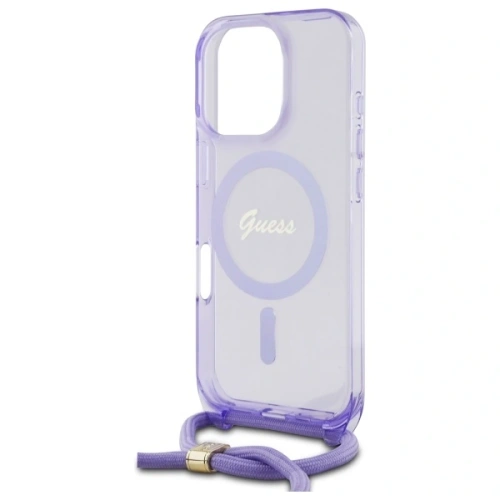 Kup Etui Guess GUHMP16XHCTSGNSU Apple iPhone 16 Pro Max hardcase Crossbody Cord Script MagSafe fioletowy/purple - GUE3676 - {ean13} - Sklep Home Screen
