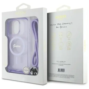 Buy Guess GUHMP16XHCTSGNSU Apple iPhone 16 Pro Max hardcase Crossbody Cord Script MagSafe purple - GUE3676 - {ean13} - Home Screen Store Europe