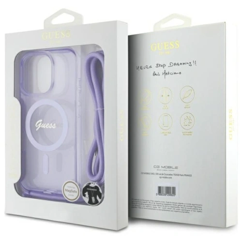 Kup Etui Guess GUHMP16XHCTSGNSU Apple iPhone 16 Pro Max hardcase Crossbody Cord Script MagSafe fioletowy/purple - GUE3676 - {ean13} - Sklep Home Screen