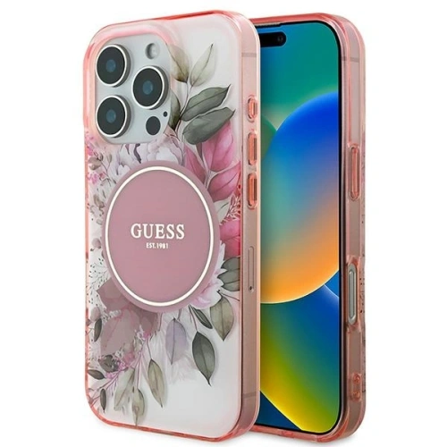 Kup Guess GUHMP16XHFWBDCEP Apple iPhone 16 Pro Max Hardcase IML Blume & Tonaler Kreis MagSafe pink - GUE3678 - {ean13} - Sklep Home Screen