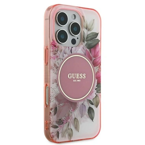 Kup Guess GUHMP16XHFWBDCEP Apple iPhone 16 Pro Max Hardcase IML Blume & Tonaler Kreis MagSafe pink - GUE3678 - {ean13} - Sklep Home Screen