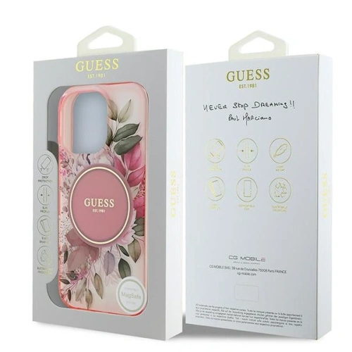 Kup Guess GUHMP16XHFWBDCEP Apple iPhone 16 Pro Max Hardcase IML Blume & Tonaler Kreis MagSafe pink - GUE3678 - {ean13} - Sklep Home Screen