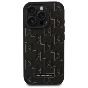 Buy Karl Lagerfeld KLHMP16XPKHPORPK Apple iPhone 16 Pro Max hardcase Leather Monogram Metal Logo MagSafe black - KLD21780 - {ean13} - Home Screen Store Europe
