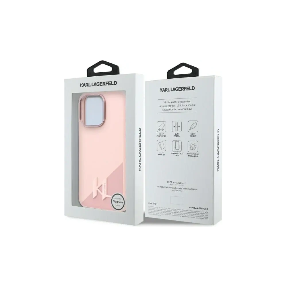 Etui Karl Lagerfeld KLHMP16XSCMKMPCP Apple iPhone 16 Pro Max hardcase Silicone Shadow Metal Initial MagSafe różowy/pink
