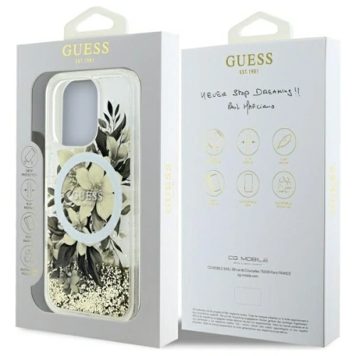 Kup Etui Guess GUHMP16XLFMWTE Apple iPhone 16 Pro Max hardcase Liquid Glitter Flower MagSafe beżowy/beige - GUE3681 - {ean13} - Sklep Home Screen