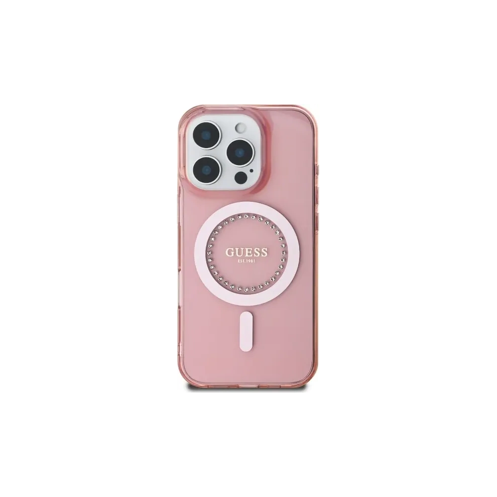 Etui Guess GUHMP16XPFTDTEP Apple iPhone 16 Pro Max hardcase IML Rhinestones MagSafe różowy/pink