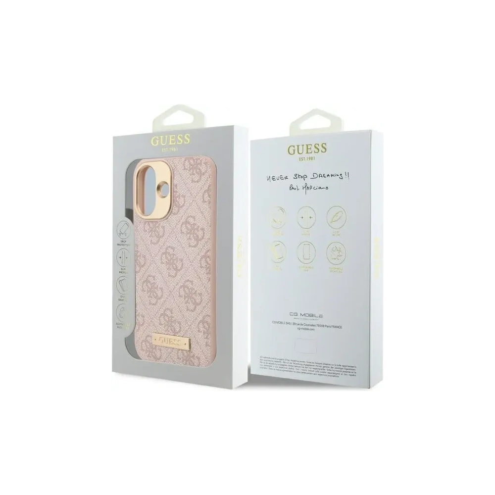 Etui Guess GUHMP16MU4GPRP Apple iPhone 16 Plus hardcase 4G Logo Plate MagSafe różowy/pink