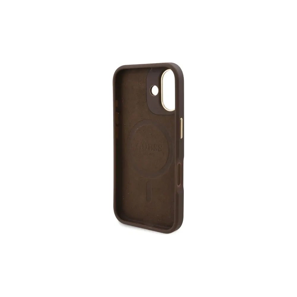 Etui Guess GUHMP16MU4GPRW Apple iPhone 16 Plus hardcase 4G Logo Plate MagSafe brązowy/brown