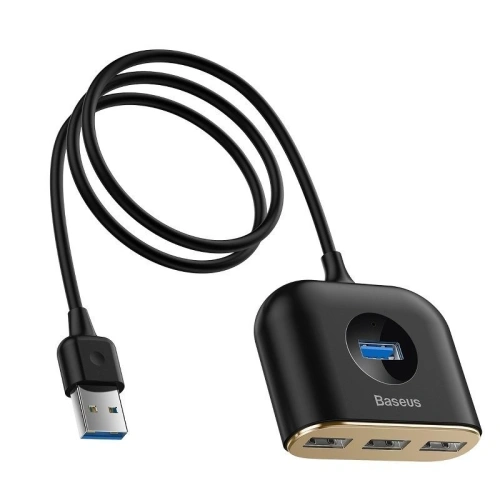 Kup Adapter USB 4w1 Baseus Square Round, HUB USB 3.0 do 1x USB 3.0 + 3x USB 2.0, 1m (czarny) - BSU1266BLK - {ean13} - Sklep Home Screen