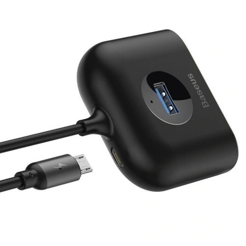 Kup Adapter USB 4w1 Baseus Square Round, HUB USB 3.0 do 1x USB 3.0 + 3x USB 2.0, 1m (czarny) - BSU1266BLK - {ean13} - Sklep Home Screen