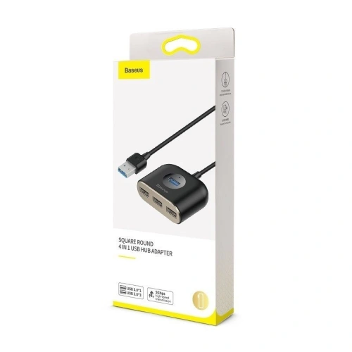 Kup Adapter USB 4w1 Baseus Square Round, HUB USB 3.0 do 1x USB 3.0 + 3x USB 2.0, 1m (czarny) - BSU1266BLK - {ean13} - Sklep Home Screen