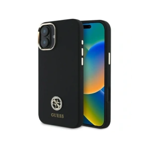 Buy Guess GUHCP16SM4DGPK Apple iPhone 16 hardcase Silicone Logo Strass 4G black - GUE4063 - {ean13} - Home Screen Store Europe