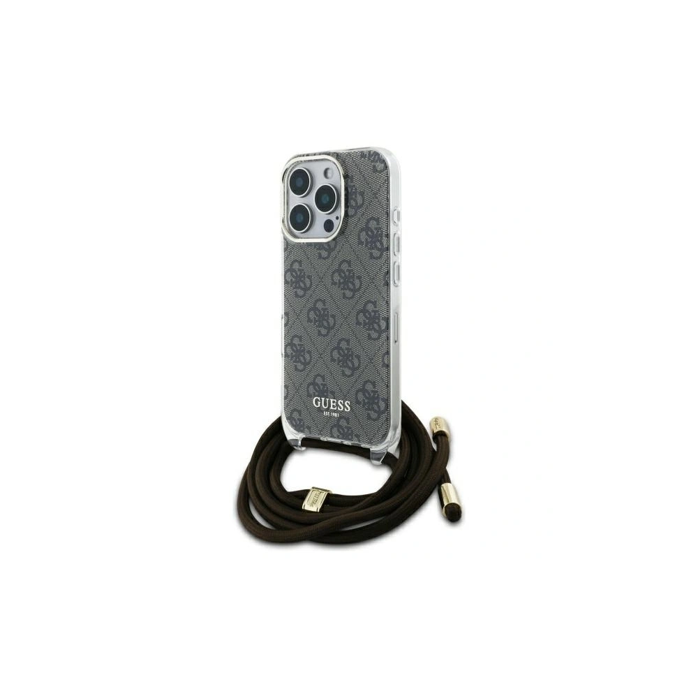 Etui Guess GUHCP16LHC4SEW Apple iPhone 16 Pro hardcase Crossbody Cord 4G Print brązowy/brown