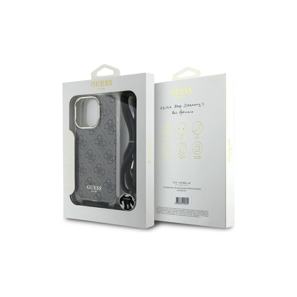 Etui Guess GUHCP16LHC4SEW Apple iPhone 16 Pro hardcase Crossbody Cord 4G Print brązowy/brown