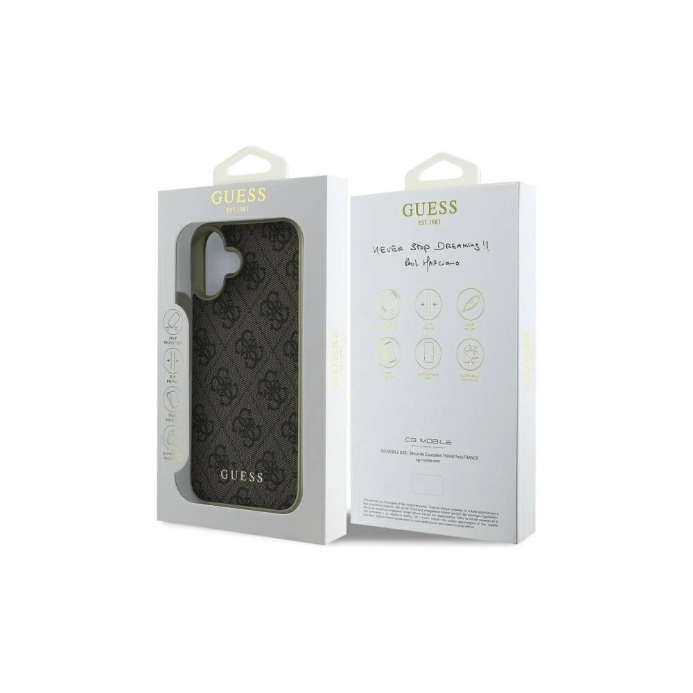 Etui Guess GUHCP16SGF4GBR Apple iPhone 16 hardcase 4G Charms Collection brązowy/brown