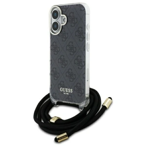 Buy Guess GUHCP16SHC4SEK Apple iPhone 16 hardcase Crossbody Cord 4G Print black - GUE4073 - {ean13} - Home Screen Store Europe