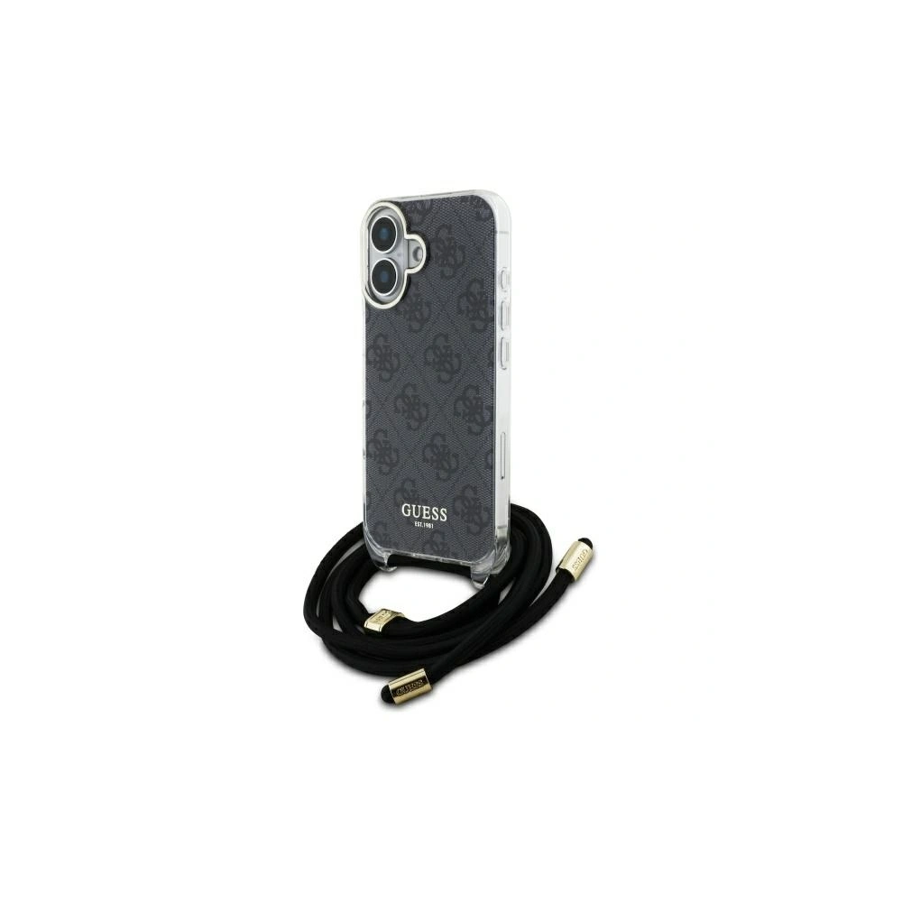 Etui Guess GUHCP16SHC4SEK Apple iPhone 16 hardcase Crossbody Cord 4G Print czarny/black