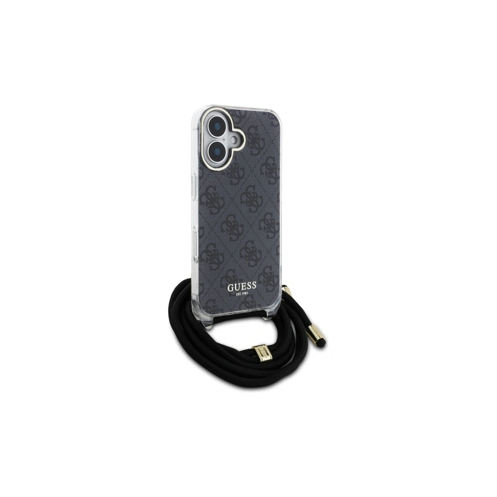 Etui Guess GUHCP16SHC4SEK Apple iPhone 16 hardcase Crossbody Cord 4G Print czarny/black