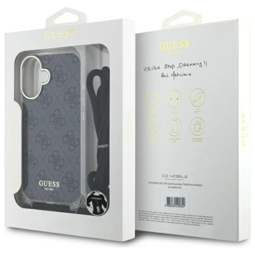 Kup Guess GUHCP16SHC4SEK Apple iPhone 16 hardcase Crossbody Cord 4G Print negru - GUE4073 - {ean13} - Sklep Home Screen
